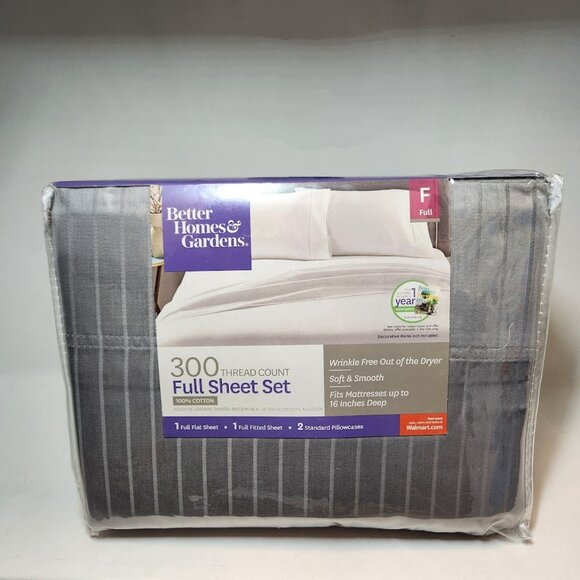 100% Cotton 300 Thread Count Sheets set FULL DOUBLE Mattress Gray Silver beds Be - Picture 5 of 7